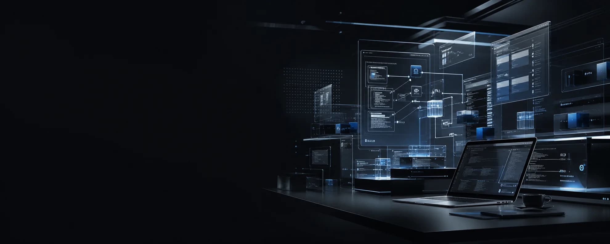 Layered software interfaces and connected product architecture in a dark engineering studio